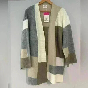 Color Block Open Cardigan with Kimono‎ Sleeves